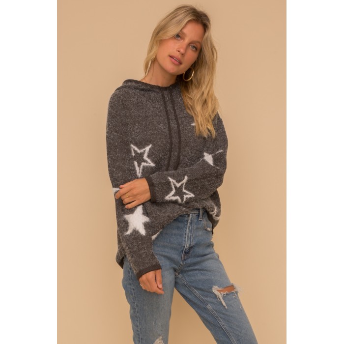 Fuzzy Star Hoodie Cozy Sweater Pullover