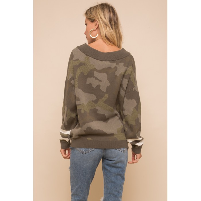 camo pullover sweater