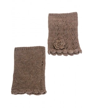 Knit Flower Fingerless Gloves