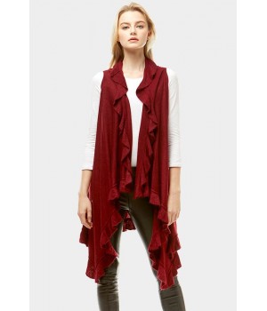 Solid Ruffled Knit Vest